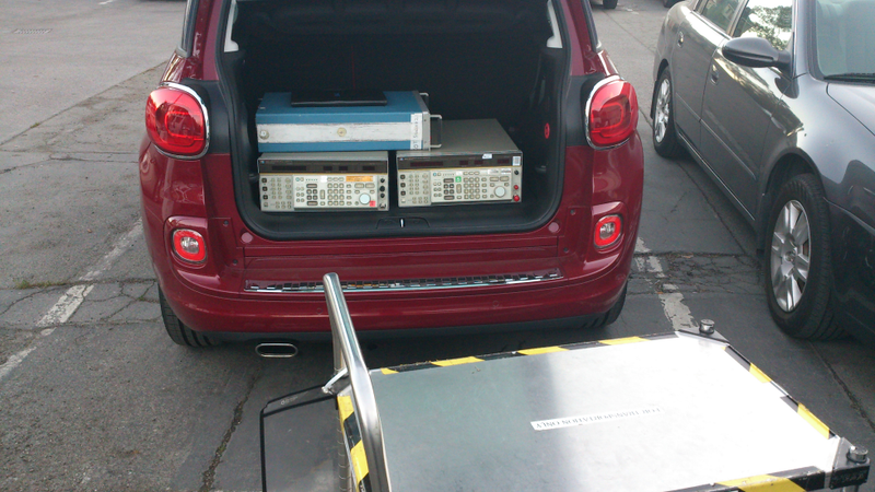 The boot is shallow—most strollers require some shoehorning to fit. But that doesn’t mean it can’t take 150+ pounds of radio equipment. Note the oddly stepped load height and the useless chrome guard that doesn’t even wrap around the bumper edge. Floor board can be placed at two different heights and has a weight limit of 200 pounds in the elevated position. No spare tire, just a can of goop.